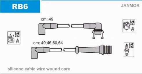 Janmor RB6 - Ignition Cable Kit autospares.lv