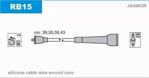 Janmor RB15 - Ignition Cable Kit autospares.lv