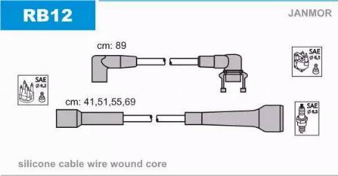 Janmor RB12 - Ignition Cable Kit autospares.lv