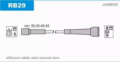 Janmor RB29 - Ignition Cable Kit autospares.lv