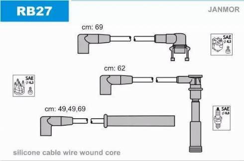 Janmor RB27 - Ignition Cable Kit autospares.lv