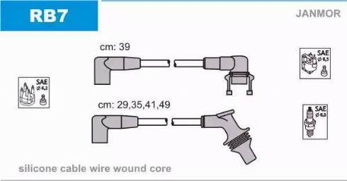 Janmor RB7 - Ignition Cable Kit autospares.lv