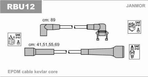 Janmor RBU12 - Ignition Cable Kit autospares.lv