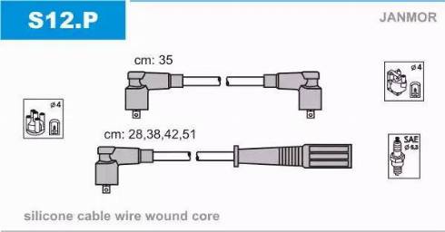 Janmor S12.P - Ignition Cable Kit autospares.lv