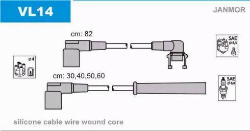 Janmor VL14 - Ignition Cable Kit autospares.lv