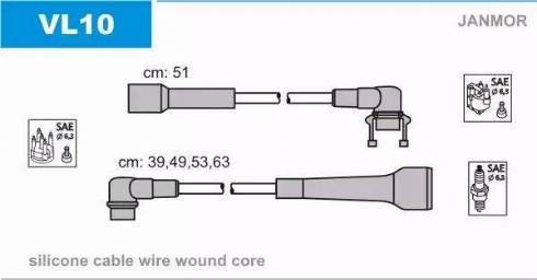 Janmor VL10 - Ignition Cable Kit autospares.lv