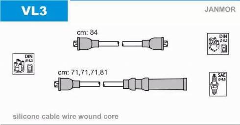 Janmor VL3 - Ignition Cable Kit autospares.lv