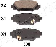 Japanparts PP-308AF - Brake Pad Set, disc brake autospares.lv