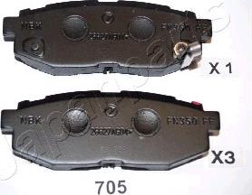 Japanparts PP-705AF - Brake Pad Set, disc brake autospares.lv