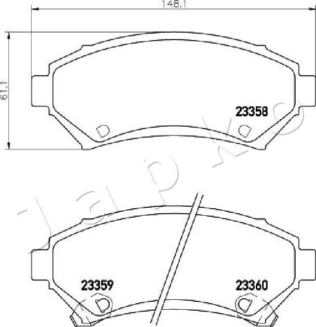 Japko 50W21 - Brake Pad Set, disc brake autospares.lv