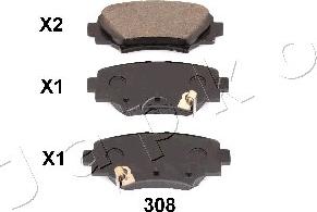 Japko 51308 - Brake Pad Set, disc brake autospares.lv