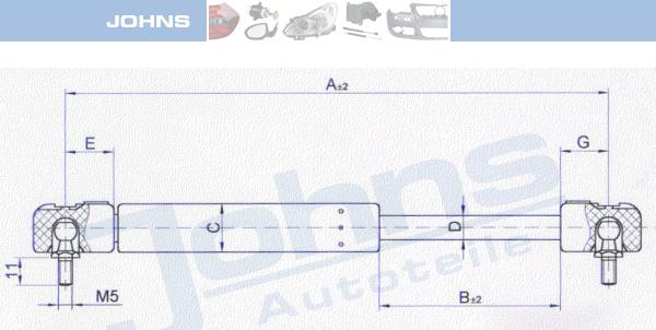 Johns 30 16 95-92 - Gas Spring, boot, cargo area autospares.lv