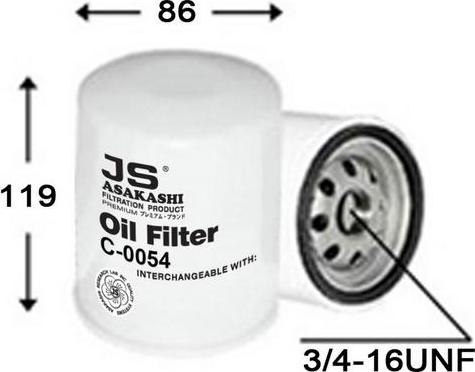 JS Asakashi C0054 - Oil Filter autospares.lv