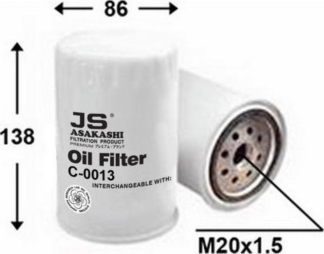 JS Asakashi C0013 - Oil Filter autospares.lv