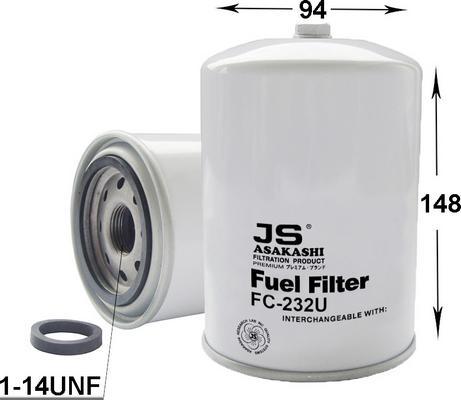 JS Asakashi FC232U - Fuel filter autospares.lv