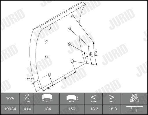 Jurid 1993411230 - Brake Lining Kit, drum brake autospares.lv