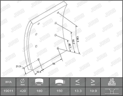 Jurid 1901005700 - Brake Lining Kit, drum brake autospares.lv
