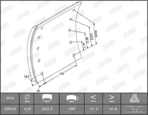 Jurid 1903211070 - Brake Lining Kit, drum brake autospares.lv
