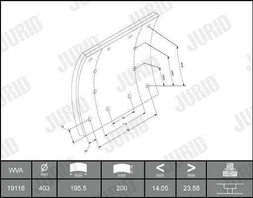 Jurid 1911601230 - Brake Lining Kit, drum brake autospares.lv