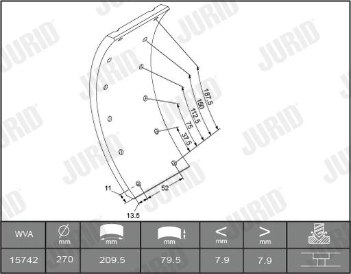 Jurid 1503025460 - Brake Lining Kit, drum brake autospares.lv