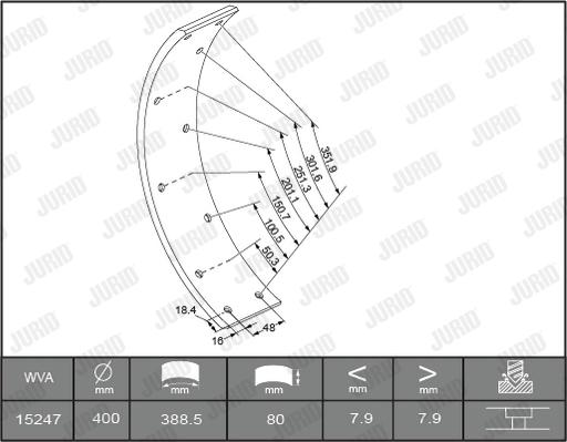 Jurid 1524705380 - Brake Lining Kit, drum brake autospares.lv