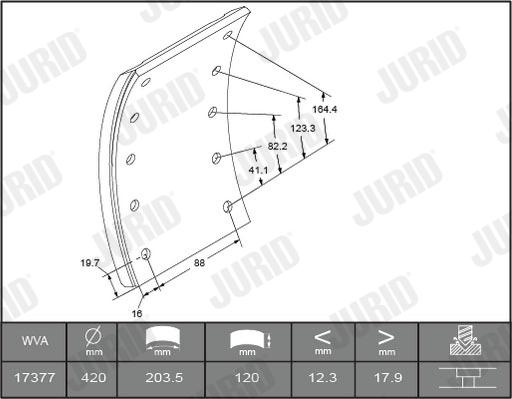 Jurid 1737704040 - Brake Lining Kit, drum brake autospares.lv