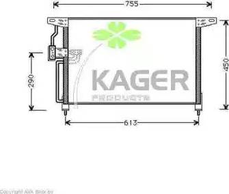 Kager 94-5255 - Condenser, air conditioning autospares.lv