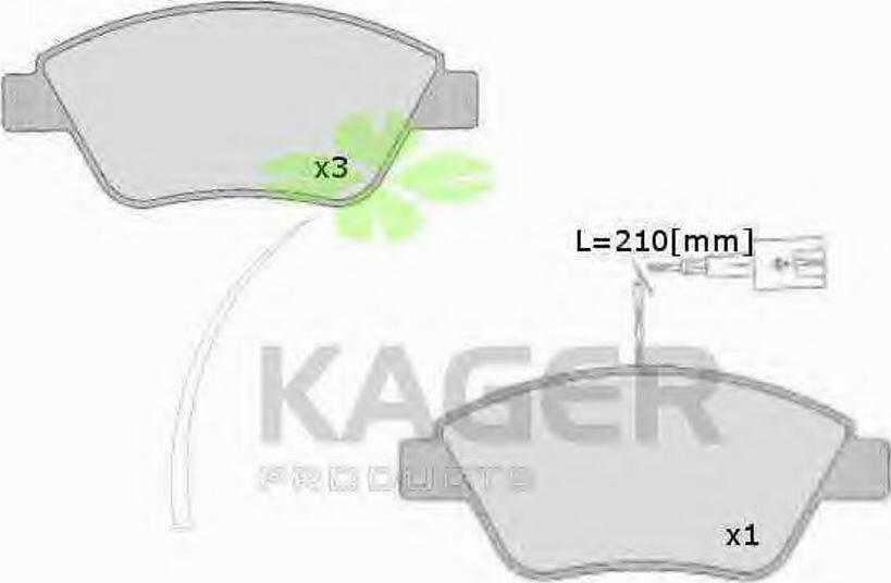 Kager 350543 - Brake Pad Set, disc brake autospares.lv