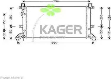 Kager 31-1216 - Radiator, engine cooling autospares.lv