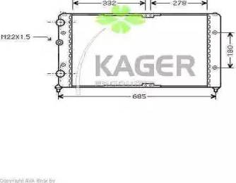 Kager 31-1222 - Radiator, engine cooling autospares.lv