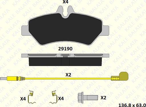 KALE 29190 190 34 - Brake Pad Set, disc brake autospares.lv