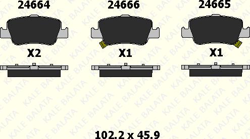 KALE 24664 165 15 - Brake Pad Set, disc brake autospares.lv