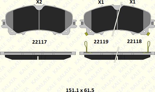 KALE 22117 158 05 - Brake Pad Set, disc brake autospares.lv