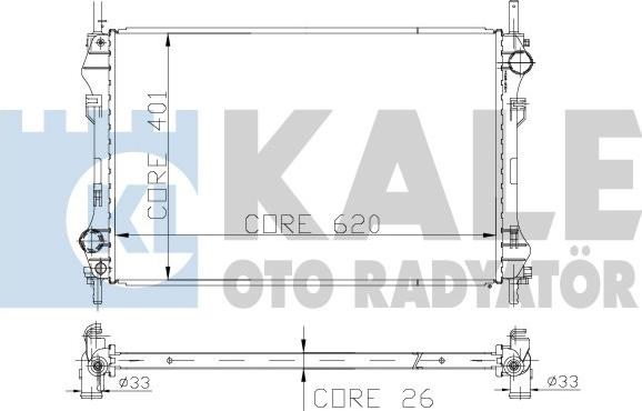 KALE OTO RADYATÖR 126400 - Radiator, engine cooling autospares.lv