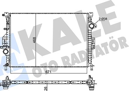 KALE OTO RADYATÖR 346120 - Radiator, engine cooling autospares.lv