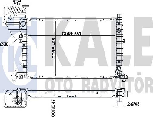 KALE OTO RADYATÖR 351100 - Radiator, engine cooling autospares.lv