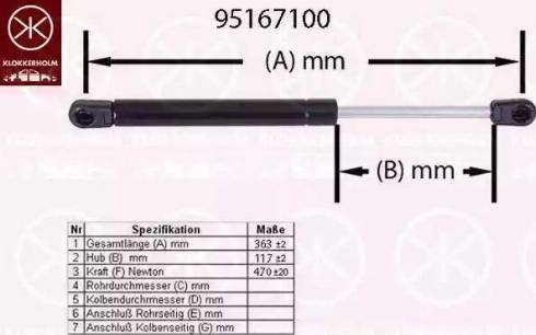 Klokkerholm 95167100 - Gas Spring, boot, cargo area autospares.lv