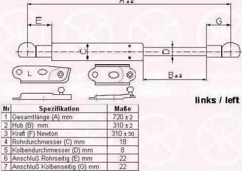 Klokkerholm 81147121 - Gas Spring, boot, cargo area autospares.lv