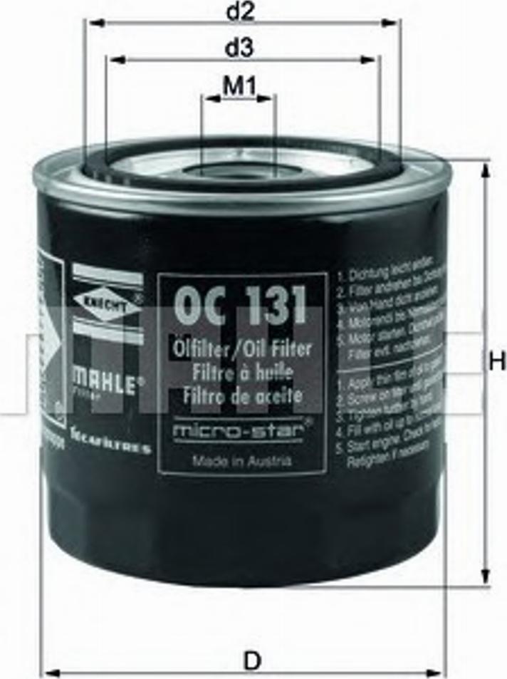 KNECHT OC 131 - Oil Filter autospares.lv