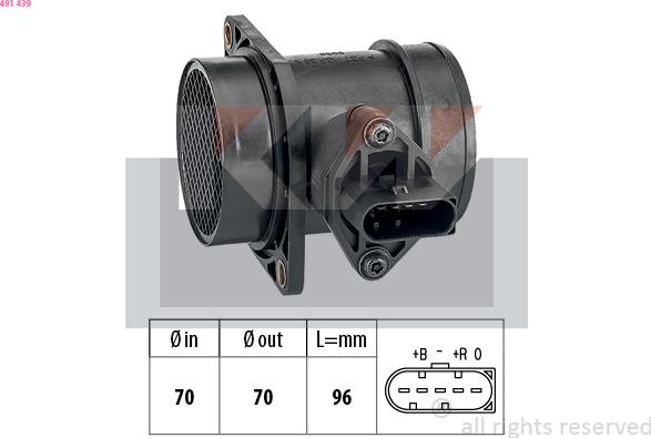 KW 491 439 - Air Mass Sensor autospares.lv