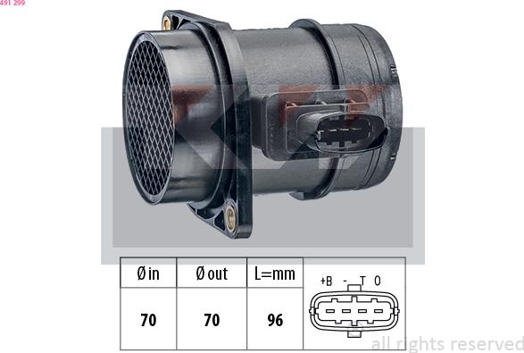 KW 491 299 - Air Mass Sensor autospares.lv