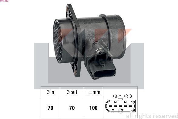 KW 491 212 - Air Mass Sensor autospares.lv