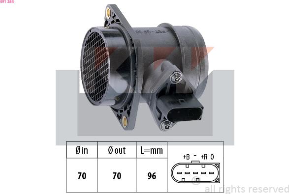 KW 491 284 - Air Mass Sensor autospares.lv