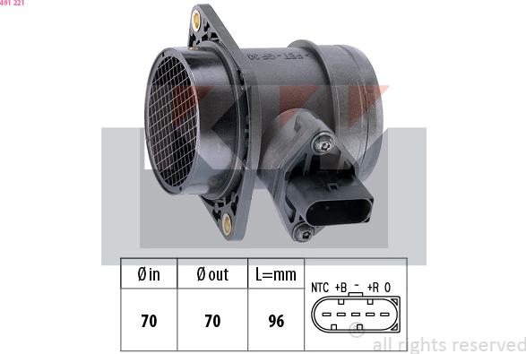 KW 491 221 - Air Mass Sensor autospares.lv