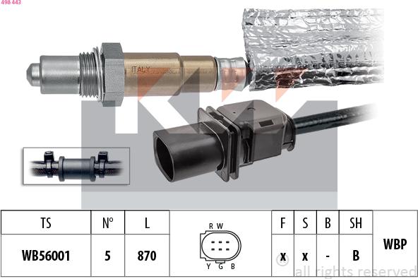 KW 498 443 - Lambda Sensor autospares.lv