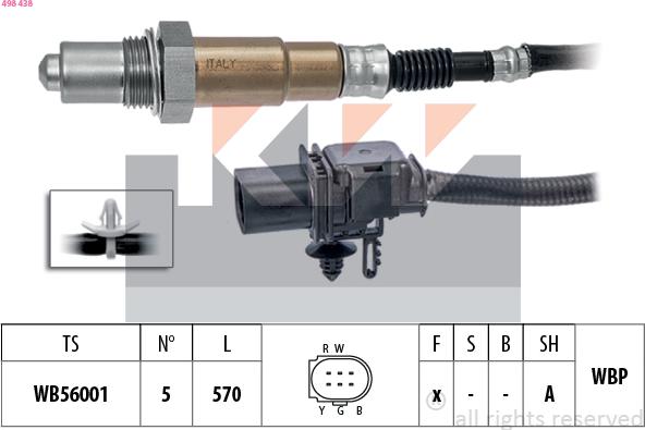 KW 498 438 - Lambda Sensor autospares.lv