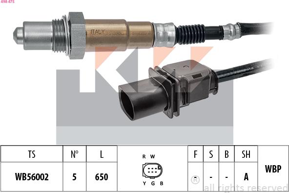 KW 498 475 - Lambda Sensor autospares.lv