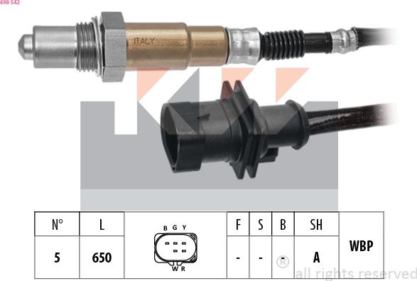 KW 498 542 - Lambda Sensor autospares.lv