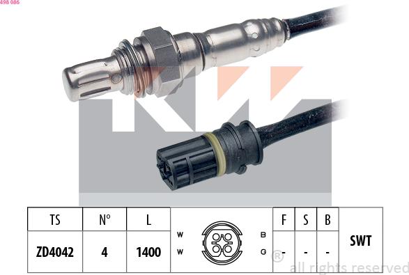 KW 498 086 - Lambda Sensor autospares.lv