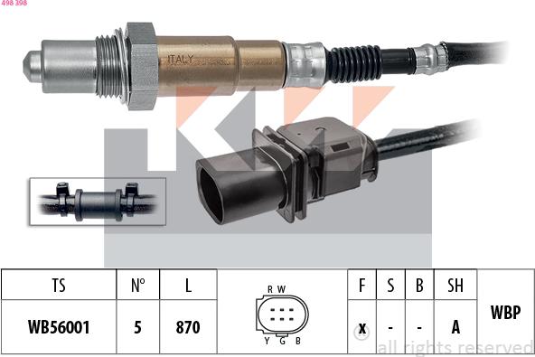 KW 498 398 - Lambda Sensor autospares.lv